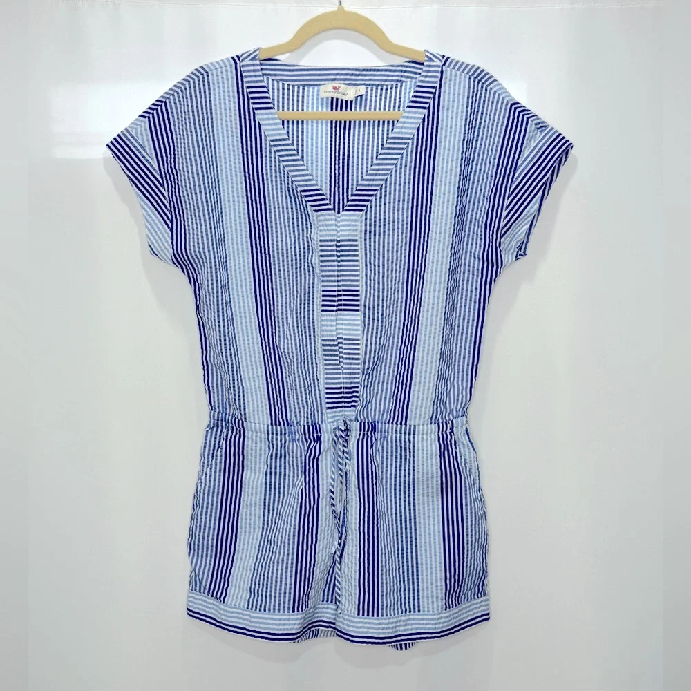 Vineyard Vines Blue and White Striped Romper - Picture 4 of 13